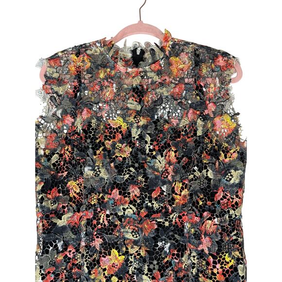 Paper Dolls London Black Green Orange Crochet Lace Pencil Midi Dress Size 12 - Picture 3 of 13